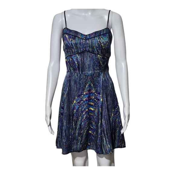 5|48 Nordstroms multicolored arts spaghetti straps fit & flare dress size Large - Picture 2 of 9